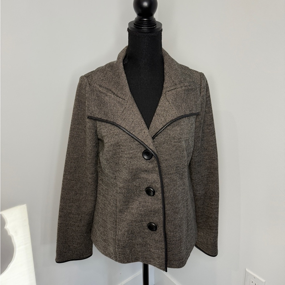 Classiques Entier Atelier Black Beige Button Up Blazer Jacket (M)